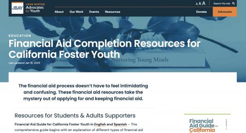 home page image for Financial Aid Completion website